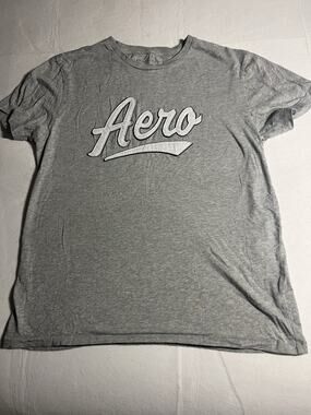 Aeropostale Men’s Medium Gray Aero Logo Graphic T-Shirt Short Sleeve